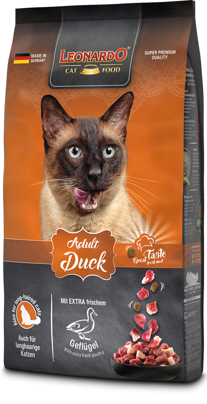 LEONARDO ADULT DUCK Classic line Ξηρά τροφή για ενήλικες γάτες από 1 έτους, με φρέσκο ψαχνό κρέας πουλερικών  7,5kg
